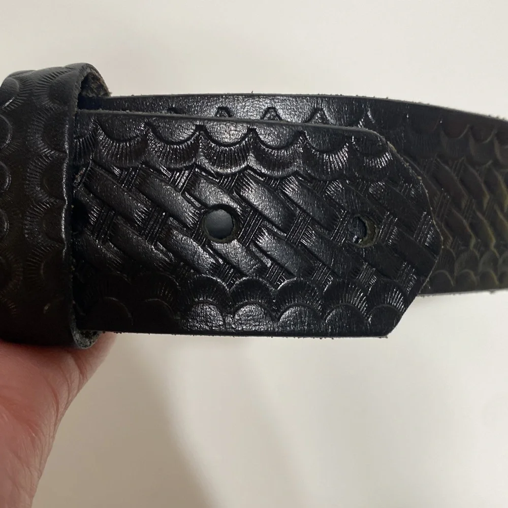 Police Law Pro Top Black Grain Leather Basket Weave Belt